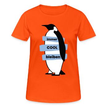 immerCOOLbleiben - Frauen T-Shirt atmungsaktiv - Neonorange - Vorne - AI Model Female 172 dark (172cm)