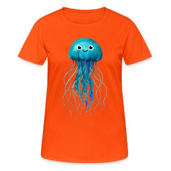 Cute Watercolour Jellyfish - Women's Breathable T-Shirt - neon orange - Front - AI Model Female 172 dark (172cm)