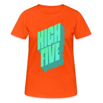 Tape m’en cinq - T-shirt respirant Femme - orange néon - Devant - AI Model Female 172 dark (172cm)