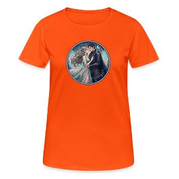 Amour des Elfes de la Nuit au Clair de Lune dans la Forêt des Étoiles - T-shirt respirant Femme - orange néon - Devant - AI Model Female 172 dark (172cm)