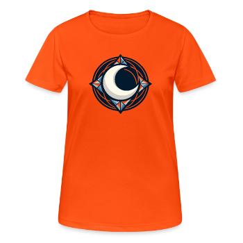 Mondkreis Geometrisches Mosaik - Frauen T-Shirt atmungsaktiv - Neonorange - Vorne - AI Model Female 172 dark (172cm)