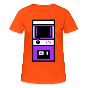 Nostalgischer Arcade Automat Gamer - Frauen T-Shirt atmungsaktiv - Neonorange - Vorne - AI Model Female 172 dark (172cm)
