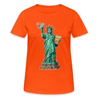 Statue de la Communication - T-shirt respirant Femme - orange néon - Devant - AI Model Female 172 dark (172cm)