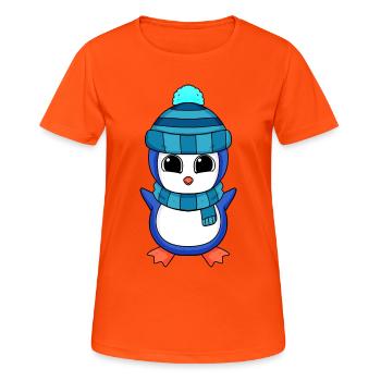 Pinguin Pinguine - Frauen T-Shirt atmungsaktiv - Neonorange - Vorne - AI Model Female 172 dark (172cm)