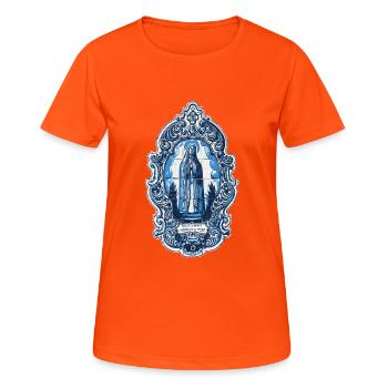 Our Lady of Fatima in Portuguese azulejo style - Women's Breathable T-Shirt - neon orange - Front - AI Model Female 172 dark (172cm)