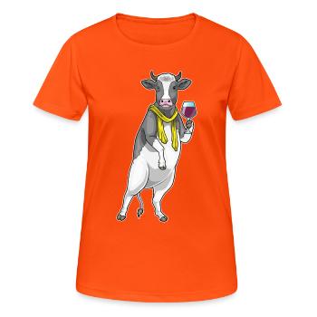 Cow Red Wine - Women's Breathable T-Shirt - neon orange - Front - AI Model Female 172 dark (172cm)
