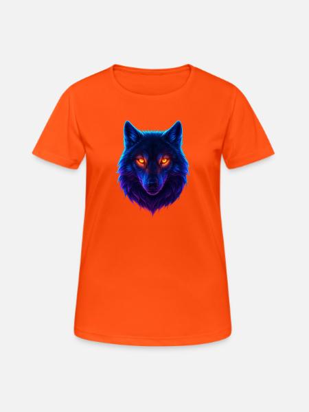 Neon Wolfs Aurora-Augen - Frauen T-Shirt atmungsaktiv - Neonorange
