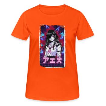 Écolière Cyberpunk Néon - T-shirt respirant Femme - orange néon - Devant - AI Model Female 172 dark (172cm)
