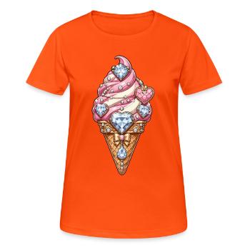 Diamantglitzer Eiscreme - Frauen T-Shirt atmungsaktiv - Neonorange - Vorne - AI Model Female 172 dark (172cm)