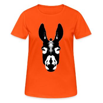 Esel / Kopf  - Frauen T-Shirt atmungsaktiv - Neonorange - Vorne - AI Model Female 172 dark (172cm)