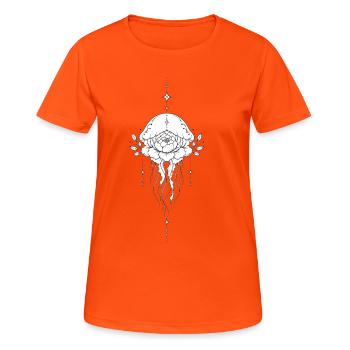 Méduse florale en fil d'encre - T-shirt respirant Femme - orange néon - Devant - AI Model Female 172 dark (172cm)