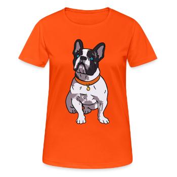 French Bulldog Lover - T-shirt respirant Femme - orange néon - Devant - AI Model Female 172 dark (172cm)