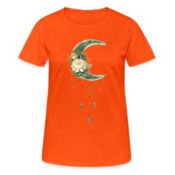 Lune élégante et noble avec des fleurs - T-shirt respirant Femme - orange néon - Devant - AI Model Female 172 dark (172cm)