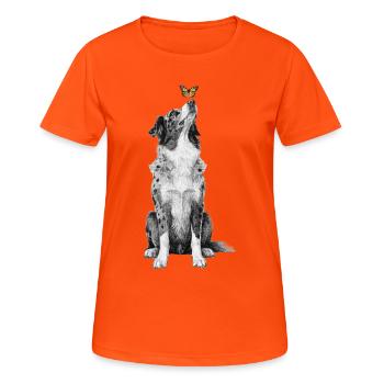 Femmes propriétaires de chiens cadeaux de berger australien - T-shirt respirant Femme - orange néon - Devant - AI Model Female 172 dark (172cm)