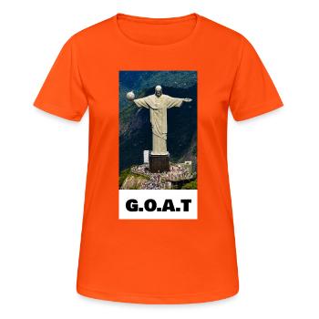 Icône du football GOAT Christ - T-shirt respirant Femme - orange néon - Devant - AI Model Female 172 dark (172cm)