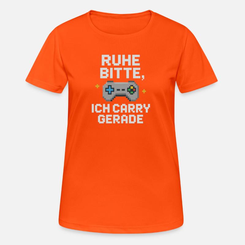Silence Please Pixel Controller Graphiques - T-shirt respirant Femme - orange néon