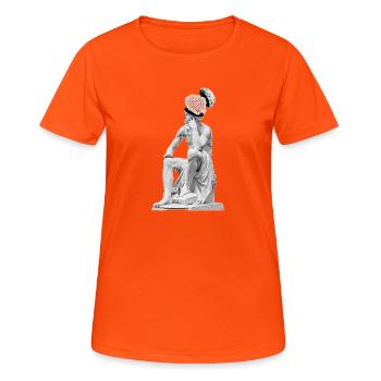 Gedanken Skulptur  - Frauen T-Shirt atmungsaktiv - Neonorange - Vorne - AI Model Female 172 dark (172cm)