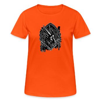 Okkulte Baphomet und Esoterische Siegel – Dunkler Goth - Frauen T-Shirt atmungsaktiv - Neonorange - Vorne - AI Model Female 172 dark (172cm)
