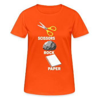 Schere Stein Papier Scissors Rock Paper Spiel - Frauen T-Shirt atmungsaktiv - Neonorange - Vorne - AI Model Female 172 dark (172cm)