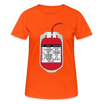 Tableau des donneurs et des receveurs de sang - T-shirt respirant Femme - orange néon - Devant - AI Model Female 172 dark (172cm)