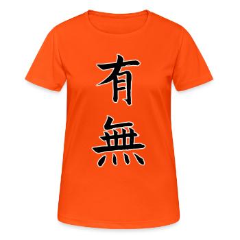有無 – Être et ne pas être - T-shirt respirant Femme - orange néon - Devant - AI Model Female 172 dark (172cm)