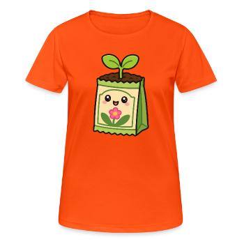 Sac de plante Kawaii avec fleur - T-shirt respirant Femme - orange néon - Devant - AI Model Female 172 dark (172cm)