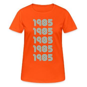 Geburtsjahr 1985 - Frauen T-Shirt atmungsaktiv - Neonorange - Vorne - AI Model Female 172 dark (172cm)