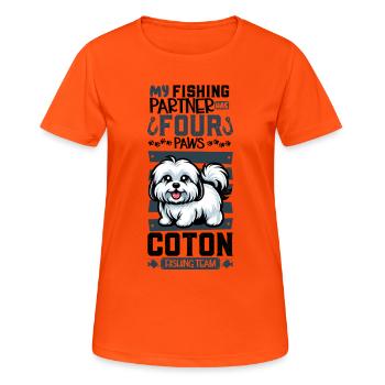 Pêche et Coton de Tuléar - T-shirt respirant Femme - orange néon - Devant - AI Model Female 172 dark (172cm)