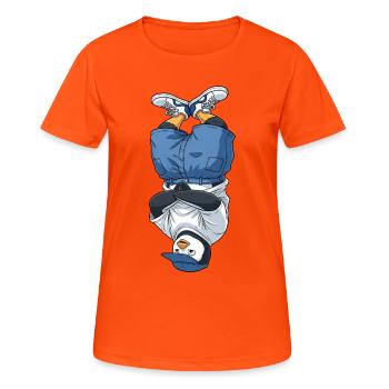 Cool Pingouin Dancing Hip Hop Breakdance Poirier - T-shirt respirant Femme - orange néon - Devant - AI Model Female 172 dark (172cm)