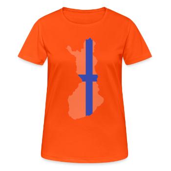 Map of Finland - Women's Breathable T-Shirt - neon orange - Front - AI Model Female 172 dark (172cm)