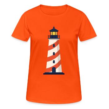 Icône de la ligne de phare Symbole vectoriel de balise côtière - T-shirt respirant Femme - orange néon - Devant - AI Model Female 172 dark (172cm)