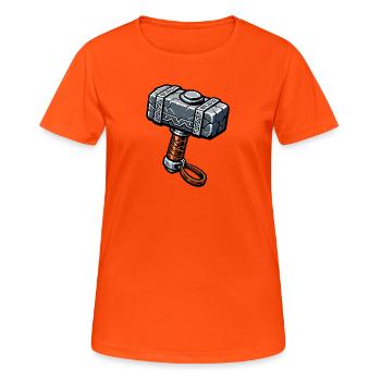 Mjölnir Runenhammer Grafik - Frauen T-Shirt atmungsaktiv - Neonorange - Vorne - AI Model Female 172 dark (172cm)