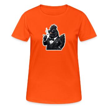 Zigarrenhähnchen im Smoking - Frauen T-Shirt atmungsaktiv - Neonorange - Vorne - AI Model Female 172 dark (172cm)