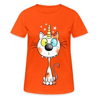 Mignon chat comique - T-shirt respirant Femme - orange néon - Devant - AI Model Female 172 dark (172cm)