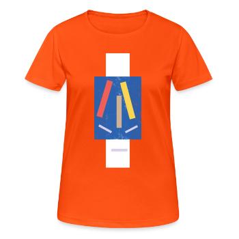 Abstrakte Farbpinsel Grimmiges Gesicht - Frauen T-Shirt atmungsaktiv - Neonorange - Vorne - AI Model Female 172 dark (172cm)
