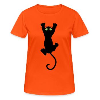 Cat fun - T-shirt respirant Femme - orange néon - Devant - AI Model Female 172 dark (172cm)