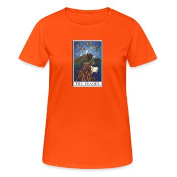 Le lecteur dans le panorama montagneux - T-shirt respirant Femme - orange néon - Devant - AI Model Female 172 dark (172cm)
