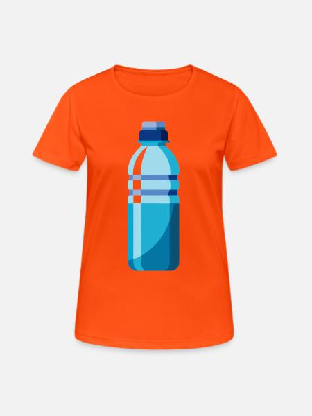 Wasserflasche - Frauen T-Shirt atmungsaktiv - Neonorange