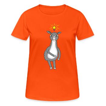 Lama hat eine Idee - Frauen T-Shirt atmungsaktiv - Neonorange - Vorne - AI Model Female 172 dark (172cm)