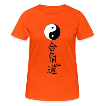 YinYang Tao with lettering Aikido - Women's Breathable T-Shirt - neon orange - Front - AI Model Female 172 dark (172cm)