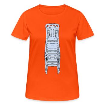 Gestapelte Plastik-Monobloc-Stühle - Frauen T-Shirt atmungsaktiv - Neonorange - Vorne - AI Model Female 172 dark (172cm)