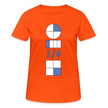 Un quart est composé à 25 % de géométrie du cercle du quadrant bleu - T-shirt respirant Femme - orange néon - Devant - AI Model Female 172 dark (172cm)