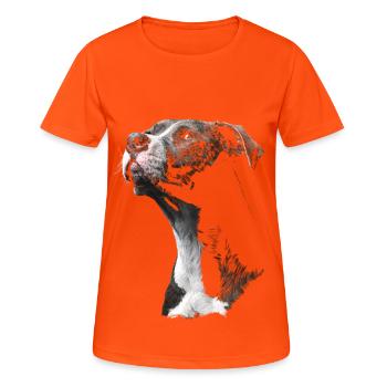 Staffordshire Bullterrier - Frauen T-Shirt atmungsaktiv - Neonorange - Vorne - AI Model Female 172 dark (172cm)