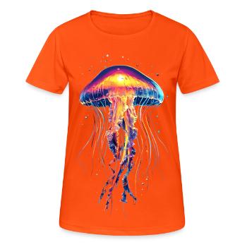 Méduse Méduse de feu Méduse Méduse mignonne - T-shirt respirant Femme - orange néon - Devant - AI Model Female 172 dark (172cm)