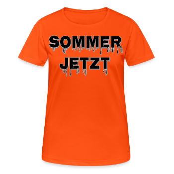 Genug vom Regen - Sommer jetzt - Frauen T-Shirt atmungsaktiv - Neonorange - Vorne - AI Model Female 172 dark (172cm)