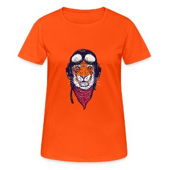 Tigre qui regarde - T-shirt respirant Femme - orange néon - Devant - AI Model Female 172 dark (172cm)
