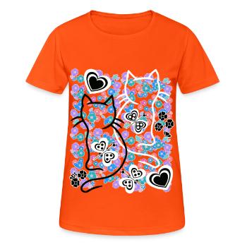 Chat rétro des années 60 - T-shirt respirant Femme - orange néon - Devant - AI Model Female 172 dark (172cm)