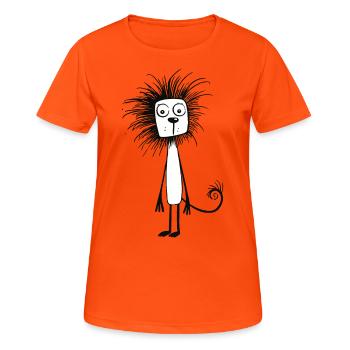 Verwirrter Löwe - Frauen T-Shirt atmungsaktiv - Neonorange - Vorne - AI Model Female 172 dark (172cm)