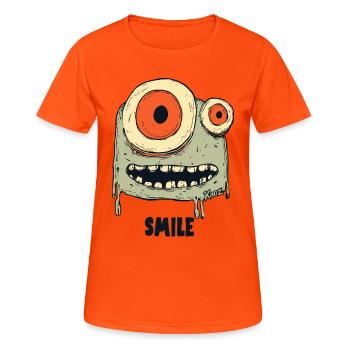 Monstre effrayant avec de grands yeux - T-shirt respirant Femme - orange néon - Devant - AI Model Female 172 dark (172cm)