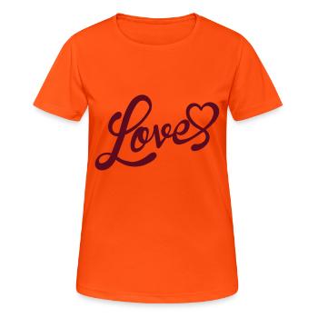 love - T-shirt respirant Femme - orange néon - Devant - AI Model Female 172 dark (172cm)